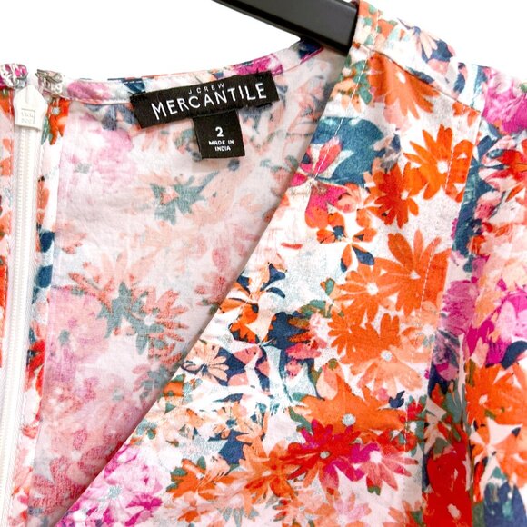 J. Crew Mercantile Women's Size 2 Floral Ruffle Flutter Cotton Dress NWOT - Picture 7 of 8